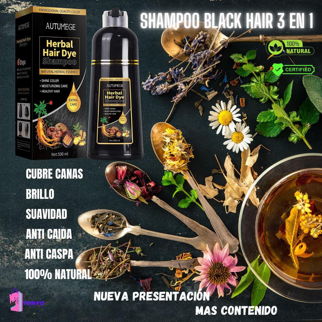 Shampoo 3 EN 1 CUBRE CANAS, NUTRE Y APORTA BRILLO NATURAL A TU CABELLO 👌👩🏻